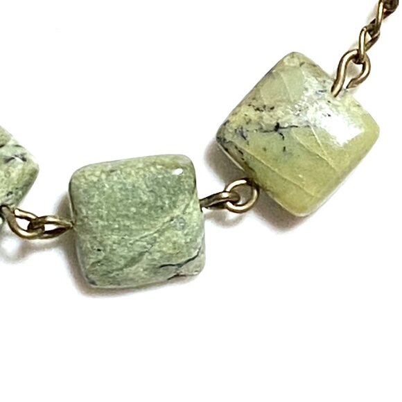 2/$20 Dark Green Serpentine Leaf Branch Necklace, Genuine Gemstone Bronze Chain - Picture 4 of 16